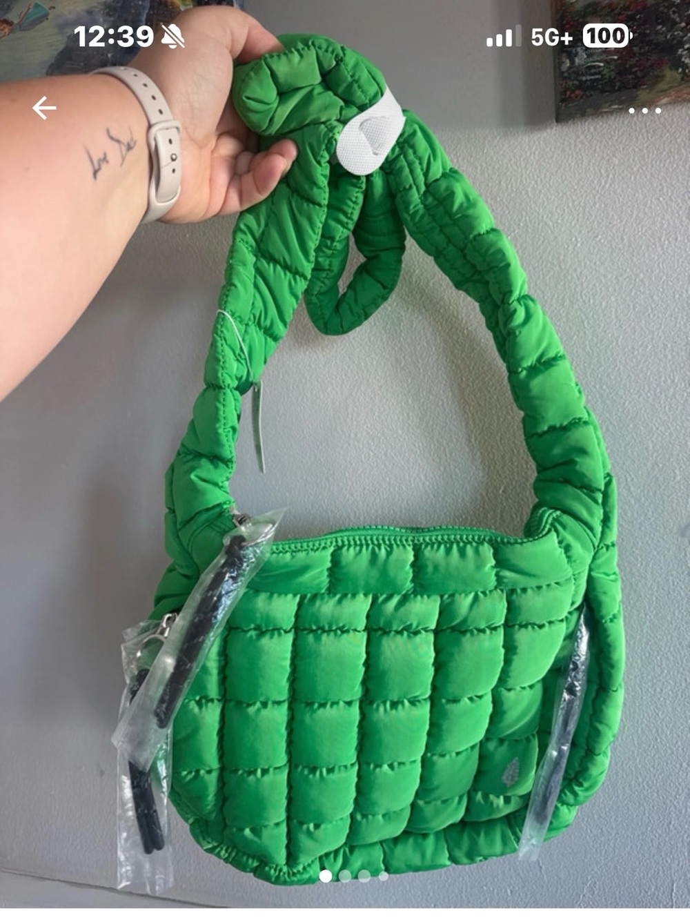 Free people movement Green Quilted Shoulder Bag